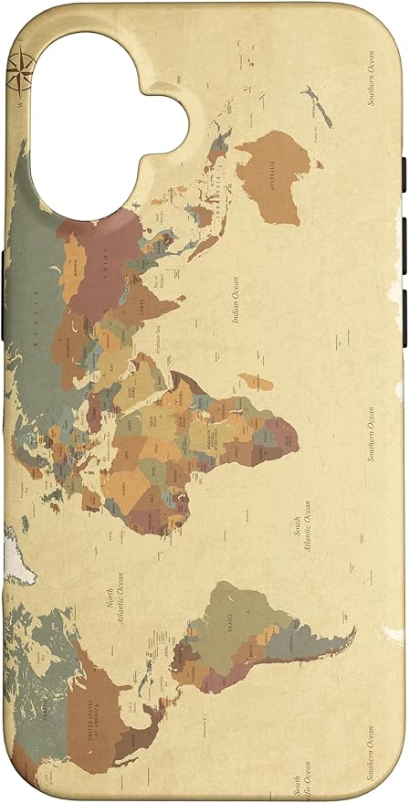 Globe Map Smartphone Cell Cover Gift World Map Pattern Phone Case for iPhone 16