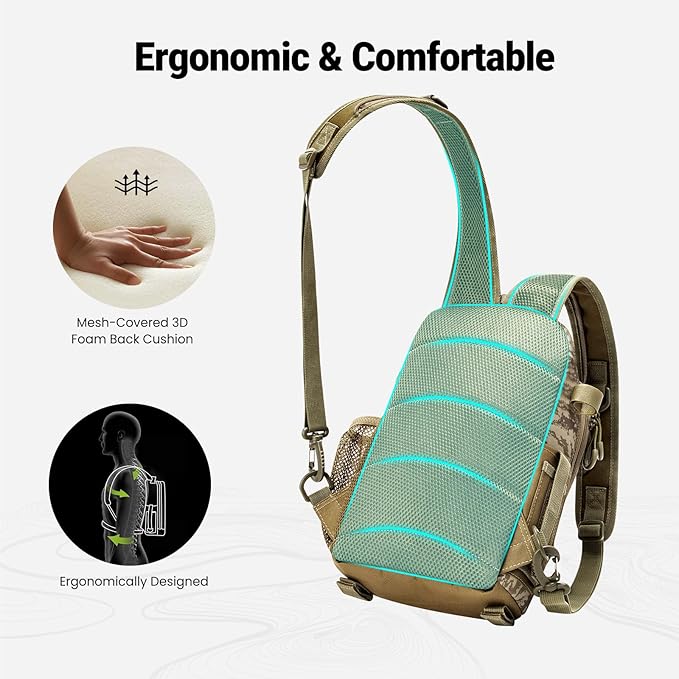 Piscifun Fishing Backpack with Rod Holder, Lightweight Sling Bag Storge Gear and Equipment