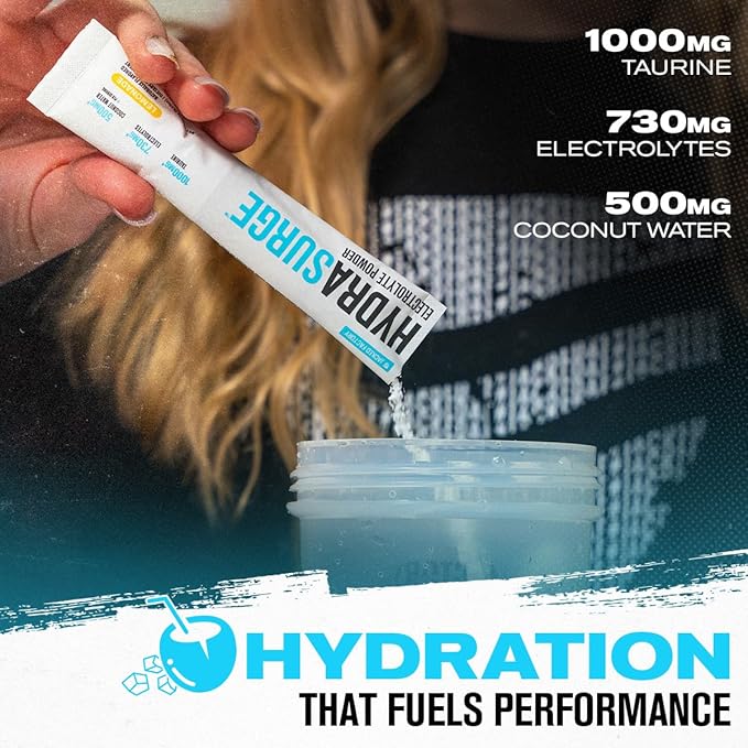 Jacked Factory Hydrasurge Electrolytes Powder Packets - Sugar Free & Naturally Sweetened Hydration Packets - Keto & Vegan Friendly, Easily Dissolves - 30 Stick Packs, Lemonade