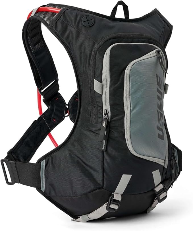 USWE Moto Hydro Hydration Pack - with Water Bladder, a High End, Bounce Free Backpack for Enduro and Off-Road Motorcycle (12L Adventure Fit Black/ Grey)