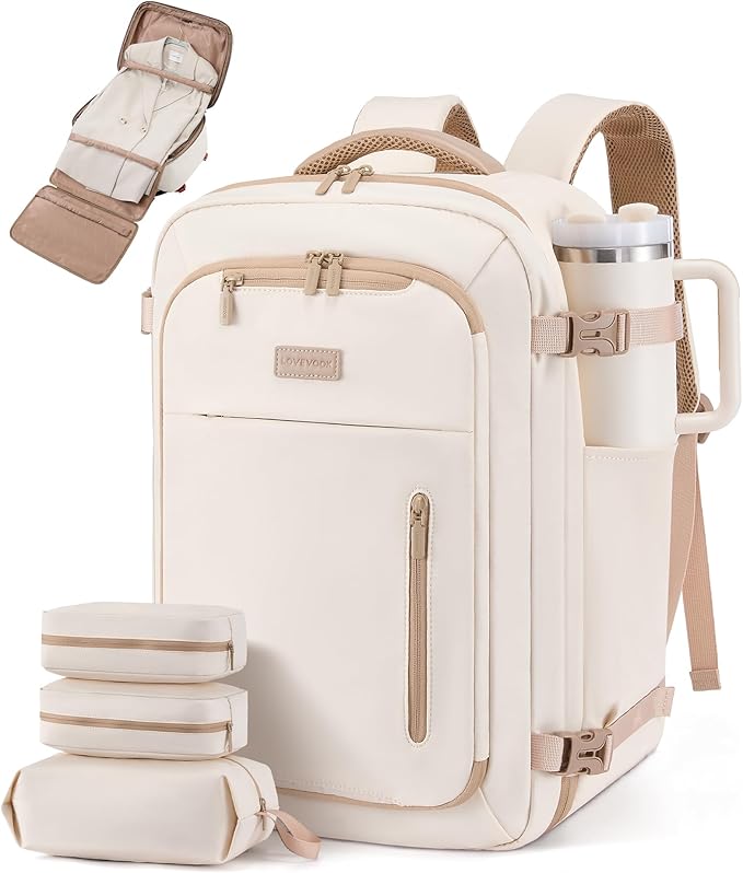 LOVEVOOK Travel Backpack for Women Men with Garment Bag, 50L Carry on Backpack as TSA Personal Item Flight Approved, Luggage Daypack Fits 17.3" Laptop, Overnight Business Weekender Travel Essential