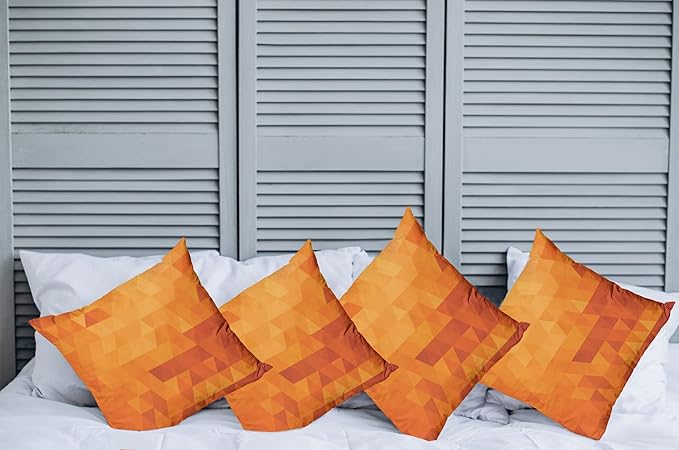 Ambesonne Orange Decorative Throw Pillow Case Pack of 4, Triangle Mosaic Shapes and Patterns with Abstract Digital Pixel Like Effect Print, Cushion Cover for Couch Living Room Car, 18", Burnt Orange