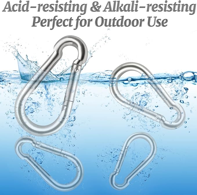 Locking Carabiner Clips, Stainless Steel Spring Snap Hook Locking Carabiner Heavy Duty - 304 Premium Stainless Steel Thumb Screw Carabiner Clip