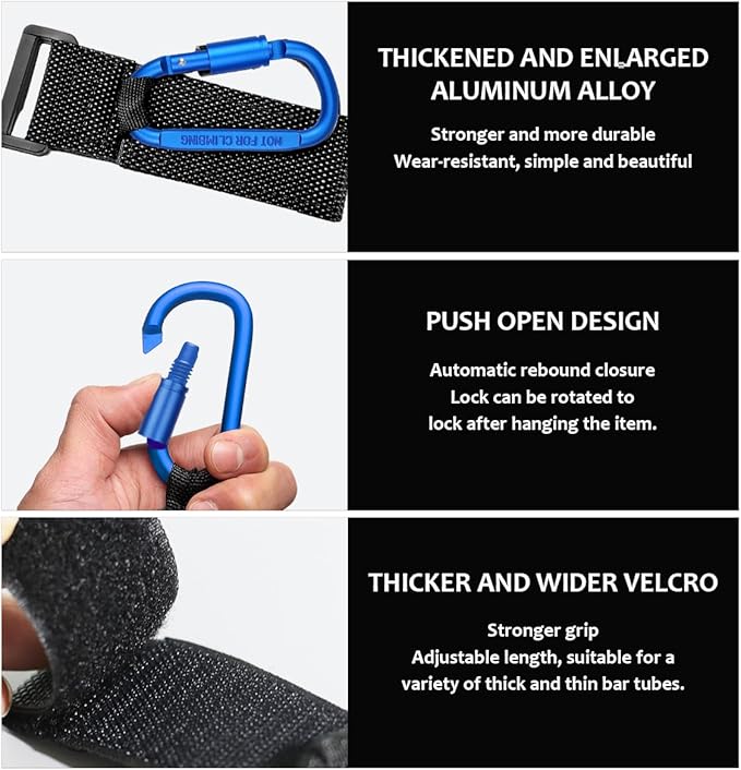 KVAEY 2 Pack Multipurpose Hook for Hanging Helmet, Goggle, Headsets, Durable Carabiners, Roll Bar Accessory Hook Hanger (Blue)