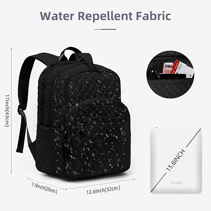 Backpack for Women,College Backpack,Quilted Casual Daypack,Waterproof Bookbag for 15.6Inch Laptop