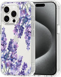 MOSNOVO Case for iPhone 15 Pro, [Buffertech 6.6ft Military-Grade Drop Protection] [Anti Peel Off Tech] Clear TPU Bumper Phone Case Cover Design - Lavender