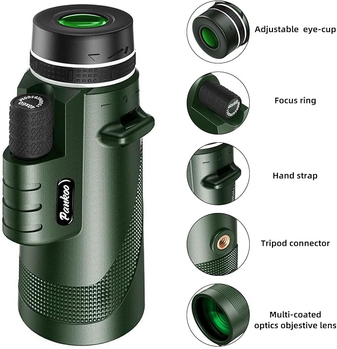 40X60 Monocular Telescope with Smartphone Holder& Tripod, High Power Nitrogen-Filled Monocular for Adults with BAK4 Prism & FMC Lens, HD Monocular Scope for Birdwatching Hiking Concert Travelling