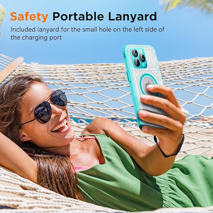 WIFORT for iPhone 15 Pro Max Waterproof Case, [IP68 Underwater Dustproof][Built-in Screen][15FT Military Shockproof], 360 Full Body Sealed Protection Cover Magnetic Frosted Phone Case, 6.7" Teal