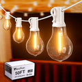 Outdoor String Lights LED String Lights for Outside with 27 Shatterproof Bulbs (2 Spare), 50FT Porch White Hanging String Light for Balcony Pergola Gazebo Patio Decor White Cord