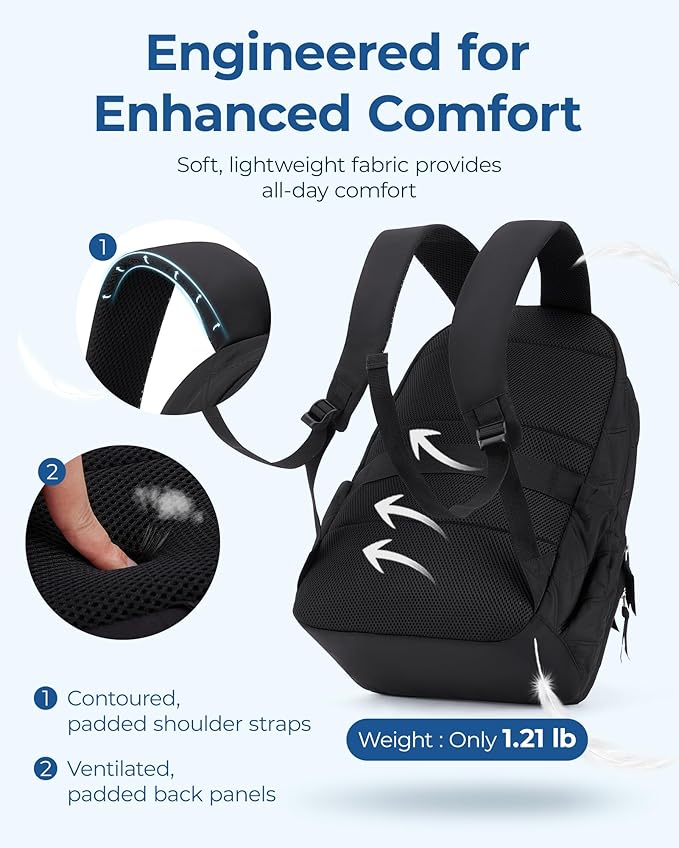 BAGSMART Travel Laptop Backpack, College Backpack for Women, Quilted Small Computer Bookbag, Water-Resistant 15.6 Inch Laptop Casual Bag, Purple