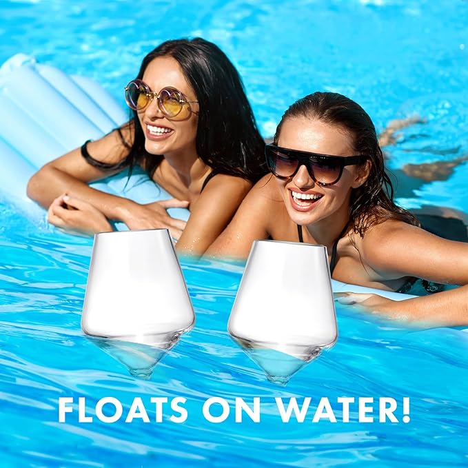 Unbreakable Stemmed Square Tritan Acrylic Wine Glasses European Style | Set of 4 | 100% US Drinkware, 18 oz Dishwasher Safe Clear Color Shatterproof BPA-free plastic, Floating Pool, Indoor and Outdoor