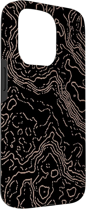 Topography Black & Brown Abstract Pattern Topographic Map Case for iPhone 15 Pro