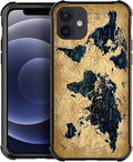 for iPhone 12 Mini Case, Brown World Map Pattern Made of Soft Silicone Hard Acrylic Shock Protection for iPhone 12 Mini