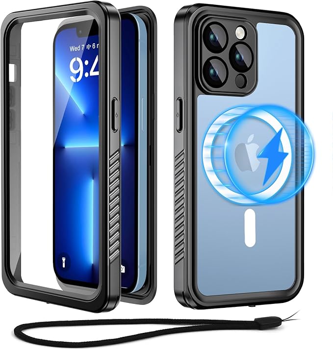 Beeasy for iPhone 13 Pro Max Waterproof Case with Magsafe, IP68 Underwater Military Grade, Phone Case with Shockproof, Dustproof, Rugged 360 Full Body Protection Cover with Built-in Screen Protector