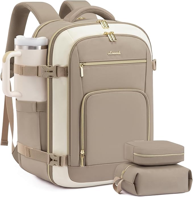 LOVEVOOK Travel Backpack For Women Flight Approved, 40L Carry On Backpack, Personal Item Travel Bag for Airplanes, Business Weekender Fit 17 Inch Laptop, Waterproof Overnight Daypack with 2 Cubes