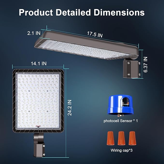 480W LED Parking Lot Light Outdoor,72000LM 100V-277V Dusk to Dawn LED Building Flood Lights Commercial 5000K Slip Fitter Street Pole Lights IP65 Waterproof Large Area Shoebox Barn Lighting