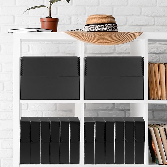 Lineco Archival Document Storage Box with Metal Edge, Acid-Free Black Boxboard, Organize and Store Files, Prints, Photos, Legal-Sized Case 15.5" x 10.5" x 2.5" Wide, Pack of 2