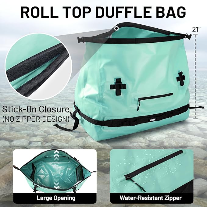 MIER Waterproof Duffel Bag Motorcycle Dry Bag Backpack Large Roll-Top Heavy Duty Dry Duffle Bags for Kayaking Camping Boating Gym Beach Cruise Ship, 60L/80L
