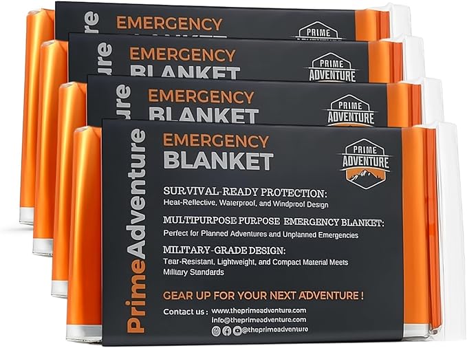 Prime Adventure Emergency Thermal Blanket (Pack of 4)