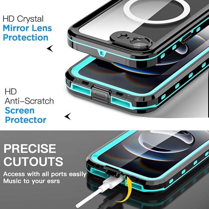 AICase for iPhone 17e/iPhone 16e Case Waterproof with MagSafe Snowproof,Dustproof and Shockproof,IP68 Certified Real 360 Full Body Protection Fully Sealed Underwater Cover for iPhone 17e/16e 6.1"_Blue