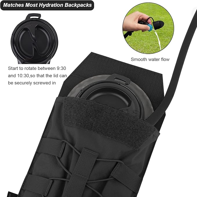 PETAC GEAR 1.5L / 3L Tactical Hydration Pack，Molle Carrier Pouch for 50 oz /100 oz Hydration Bladder Daypack Water Backpack.