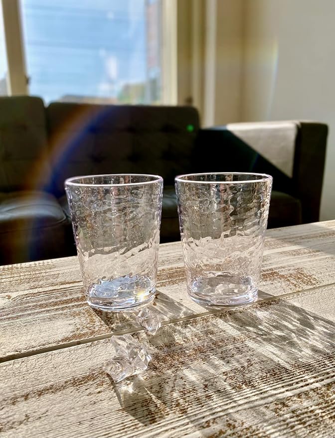 KLIFA- NICE- 14.7 & 20 ounce, Set of 8, Acrylic Tumbler & Highball Drinking Glasses Set, BPA-Free, Stackable Plastic Drinkware, Dishwasher Safe Cups, Clear
