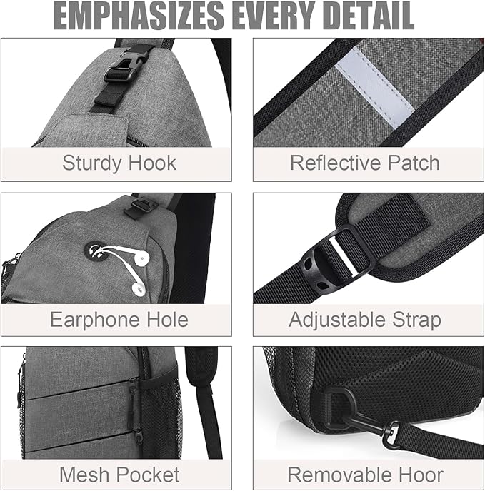 Pritent Crossbody Bags for Women Men Trendy Sling Bag Backpack Casual Chest Bag with Convertible Shoulder Strap