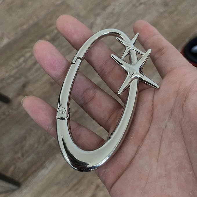 Y2K Cute Star Carabiner Keychain Cool Belt Loop Clip Starlight Heavy Duty Carabiner Clasp Snap Hook Holder Key Buckle