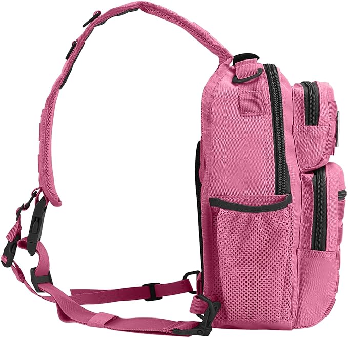 Rover Sling Pack Tactical Shoulder Sling Bag Backpack with Bottle Holder Crossbody Chest Bag, Pink