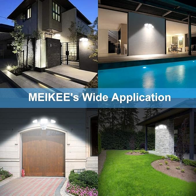 MEIKEE 42W LED Security Lights Motion Sensor Light Outdoor Flood Light, 3600LM 6500K IP66 Waterproof, 3 Adjustable Heads Motion Detector Lights for Outside Garage Yard Garden Porch Entryways