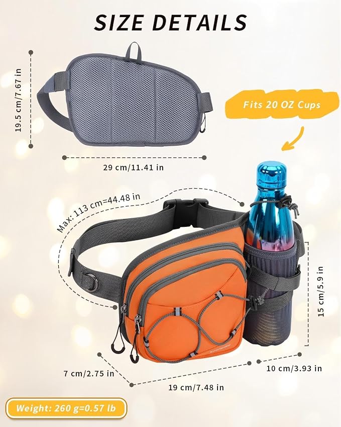 sportsnew Hydration Waist Pack with Water Bottle Holder, 2L Large Fanny Pack for Running Hiking Dog Walking, Water-Resistant Crossbody Waist Bag for Men Women, Patent Pending