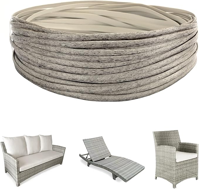 Lahpivieh 120 Ft Wicker Repair Kit, Plastic Wicker Material, Faux Rattan Replacement Supplies for Patio Furniture Sofa Chair Repair (Mottled Grey)