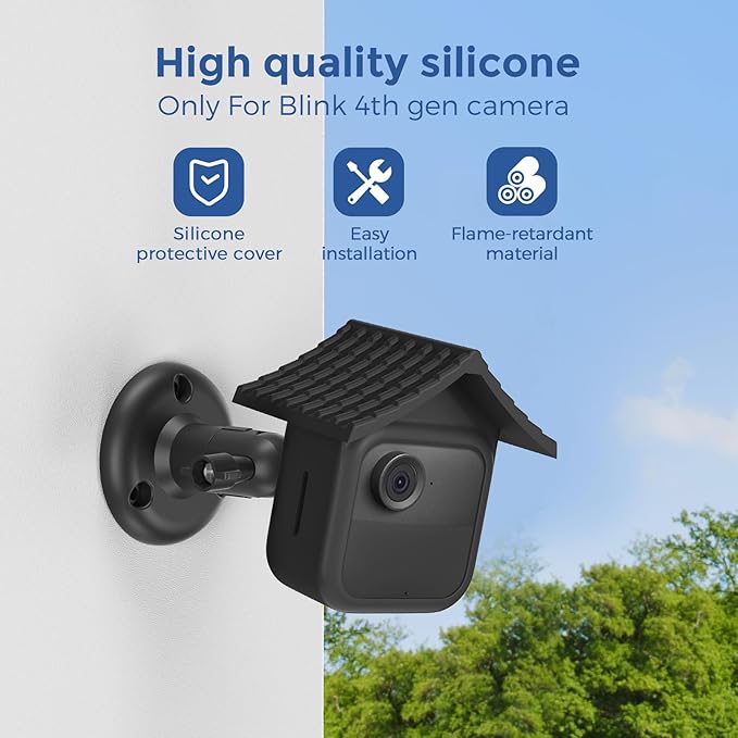 Silicone Case for Blink Outdoor 4 (4th Gen)/Outdoor 2K+- Full Camera Protection Cover with Brim, Weatherproof & Dustproof Skin, Easy Access to Ports (Blink 4gen Silicon cover-3pcs)