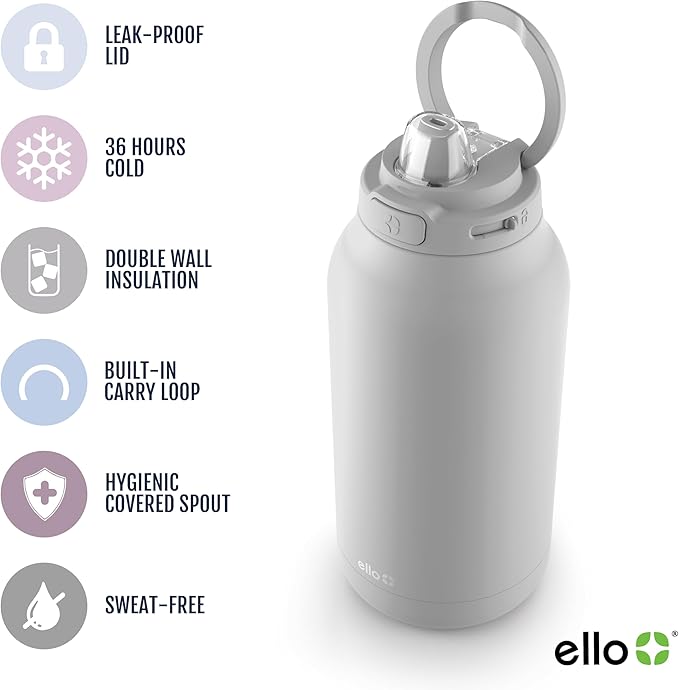 Ello Hydra 64oz Half Gallon Vacuum Insulated Stainless Steel Jug with Locking