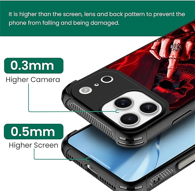 for iPhone 17 Pro Max Case,for MagSafe Graphic Design for Girl Boy Soft Silicone Hard Acrylic Shock Protection Designed for iPhone 17 Pro Max Gestures Funny Skull Pattern