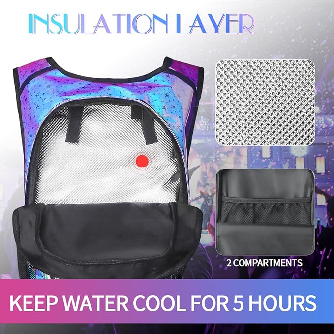 Hydration Pack, Water Backpack with 3L Hydration Bladder Lightweight Insulation, Festival Essential, Rave Hydration Backpack, Hydropack Backpack for Rave, Hiking, Biking, Festival Gear