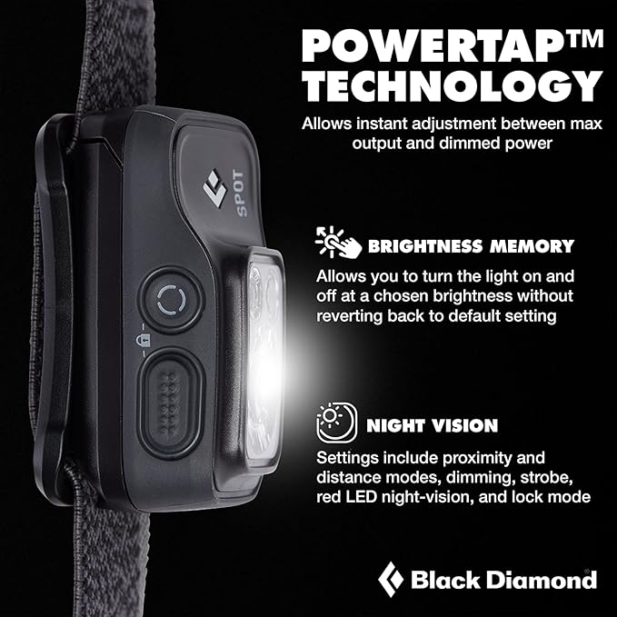BLACK DIAMOND Spot 400 Headlamp | 400 Lumens Brightness, Dimmable | Waterproof & Durable | 3X AAA Battery Operated (Included) | Graphite