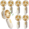 Rossesay 6 Pcs Mini Portable Fan Bulk Cute Handheld Lightweight Small Little Personal Hand Eyelash Fan 3 Speeds USB Rechargeable for Women Men Indoor Outdoor Makeup Travel (Beige)
