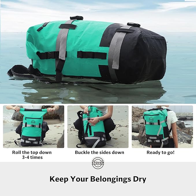 STOVER 5/10/25/30/40/55L Waterproof Dry Bag- Roll-Top Backpack w/Phone Case- Kayaking, Hiking, Camping, Boating- Men/Women