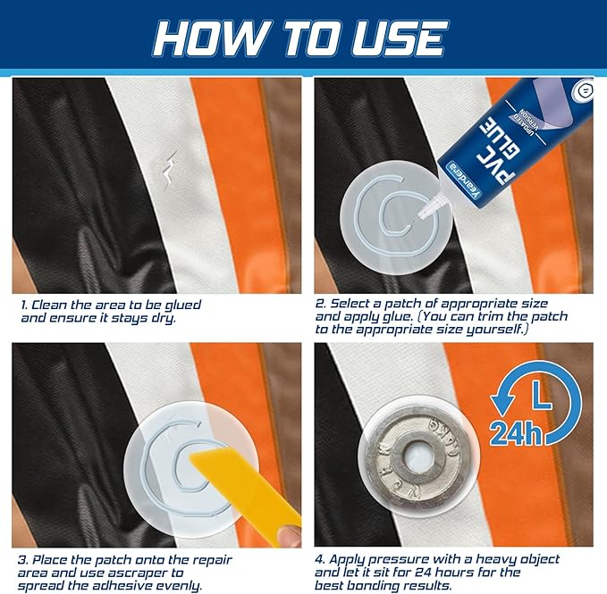 Yeardera Air Mattress Patch Kit, Waterproof Vinyl Repair Kit, High Strength PVC Adhesive for Inflatables, PVC Boats, Vinyl Glue (60ml/1 Pack)