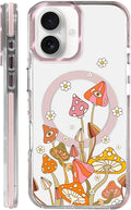Case for iPhone 16 Plus,[Compatible with MagSafe],Retro Mushroom Sunflower Phone Case Design，for Women Girls Magnetic Clear Cover - Slim, Sleek, & Shockproof Protection