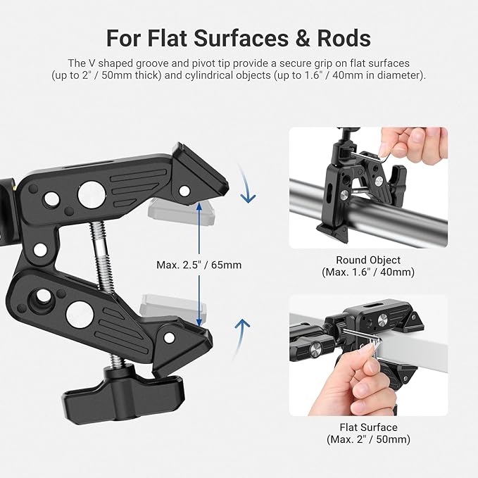 NEEWER Basics Magic Arm Table Stand, 55 cm Microphone Arm Overhead Mobile Phone Holder Desk with 1/4" 3/8" Threads for ARRI, for DSLR Action Cam Webcam Mic LED Light for Video Reinforcement, UA061