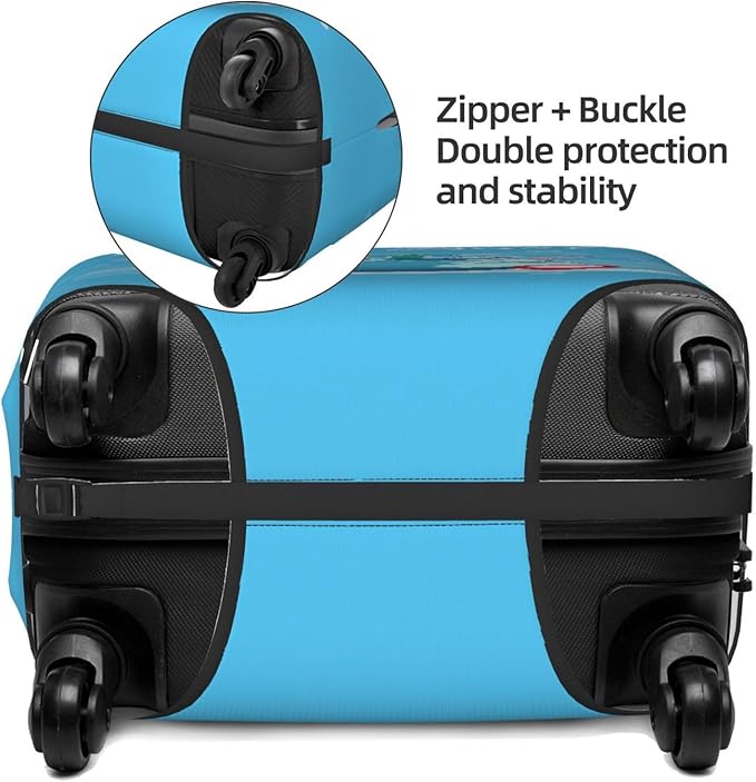 Travel Luggage Cover with Time to Travel Print, World Landmarks Design, Elastic Suitcase Protector for Suitcases (Fits 25-28 Inch Luggage)