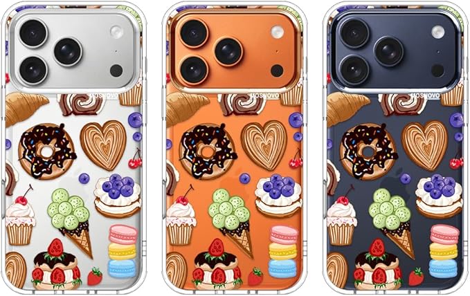 MOSNOVO for iPhone 17 Pro Case, Shockproof Military-Grade Protection 6.6ft Drop Tested, Camera Control, Clear Phone Case for iPhone 17 Pro, Sweet Treats Design