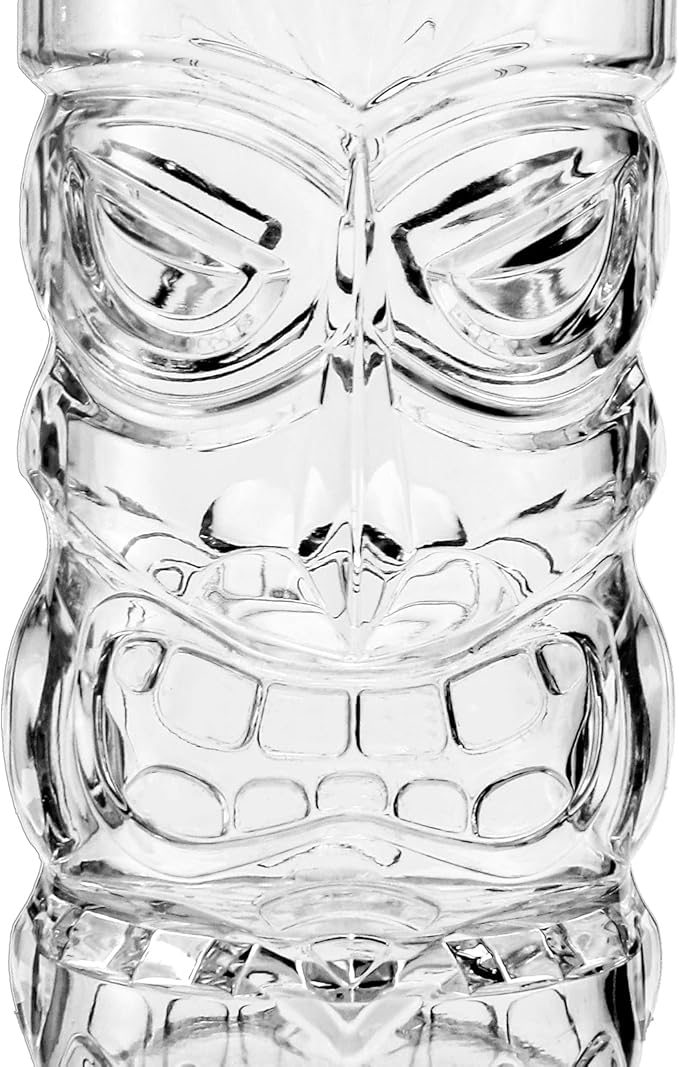 Hacaroa 8 Pack 17 Oz Plastic Tiki Cups, Clear Tiki Cocktail Mug Luau Cup Hawaiian Party Drinking Tumblers for Lemonade, Mixed Drinks, Halloween, Modern Bar, Picnic, Restaurant Supplies