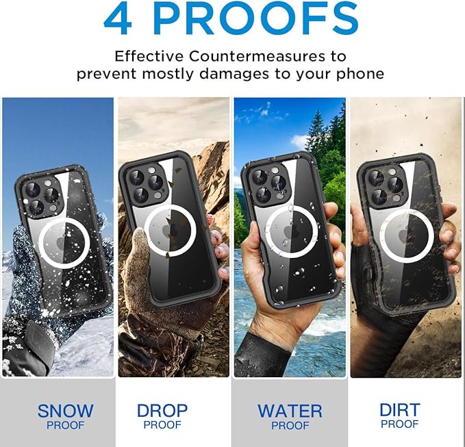 AICase Waterproof Case for iPhone 16 Pro Max(6.9") with MagSafe Snowproof,Dustproof and Shockproof,IP68 Certified Real 360 Full Body Protection Fully Sealed Underwater Cover for iPhone 16 ProMax