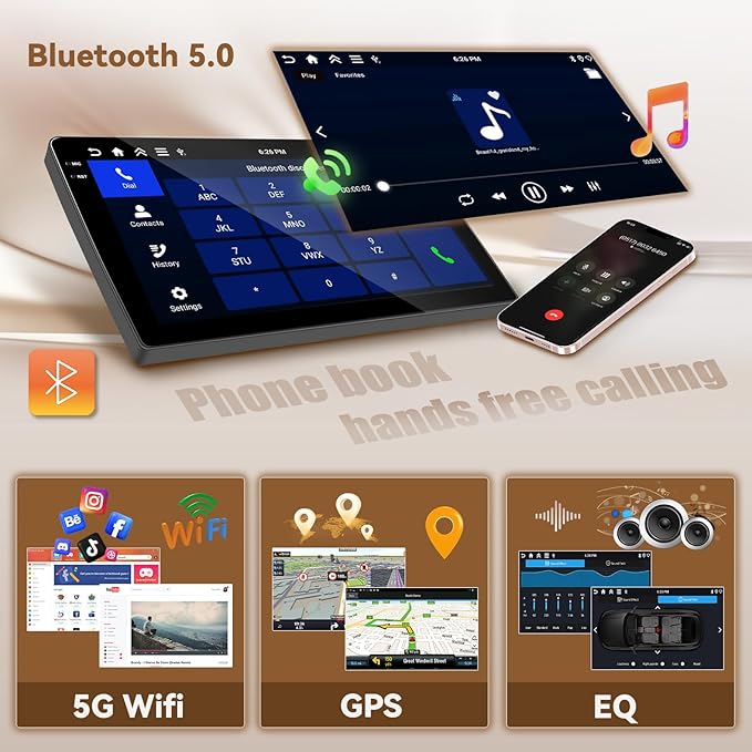 [4+128G] Android 15 Car Stereo for Jeep Compass Patriot 2006 2007 2008 2009, Hikity 10'' in-Cell Touchscreen Radio Wireless Carplay Android Auto 5G WiFi/1280 * 720P/Bluetooth/GPS SWC FM/EQ Backup Cam