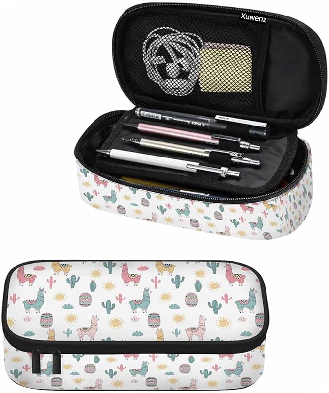 Llama Camels Pencil Case Cactus Alpacas Cacti Plants Animal Pencil Bag Pen Markers Pouch Holder Organizer for Boy Girl School Students