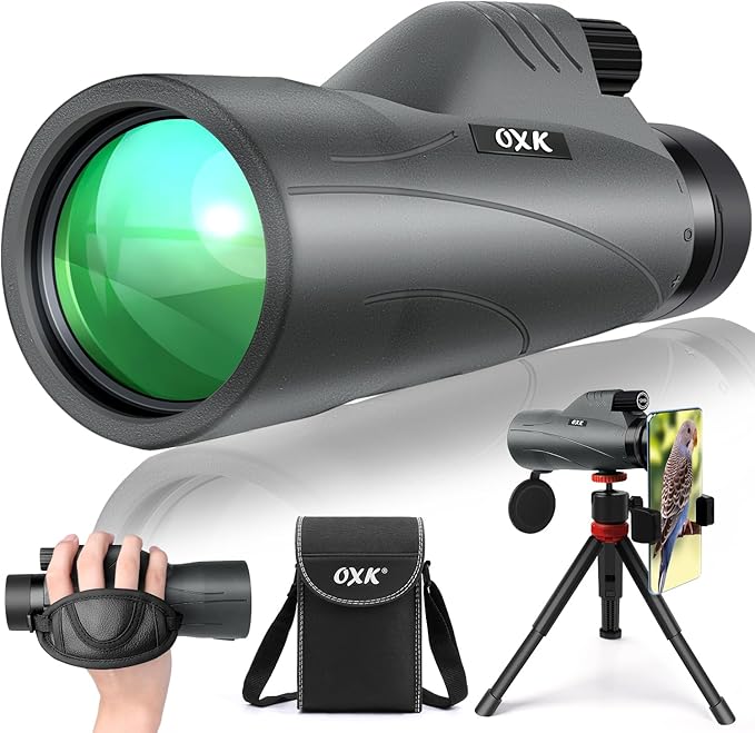 12x56 High Power Monocular Telescope with Smartphone Adapter Tripod Travel Bag, Larger Vision Monoculars for Adults with BAK4 Prism & FMC Lens, Suitable for Bird Watching Hunting Hiking Camping