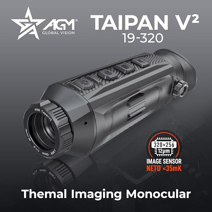 AGM Global Vision Taipan V2 Thermal Imaging monocular for Hunting with Advanced 12μm Sensor, Video Recording, WiFi, IP67 Waterproof